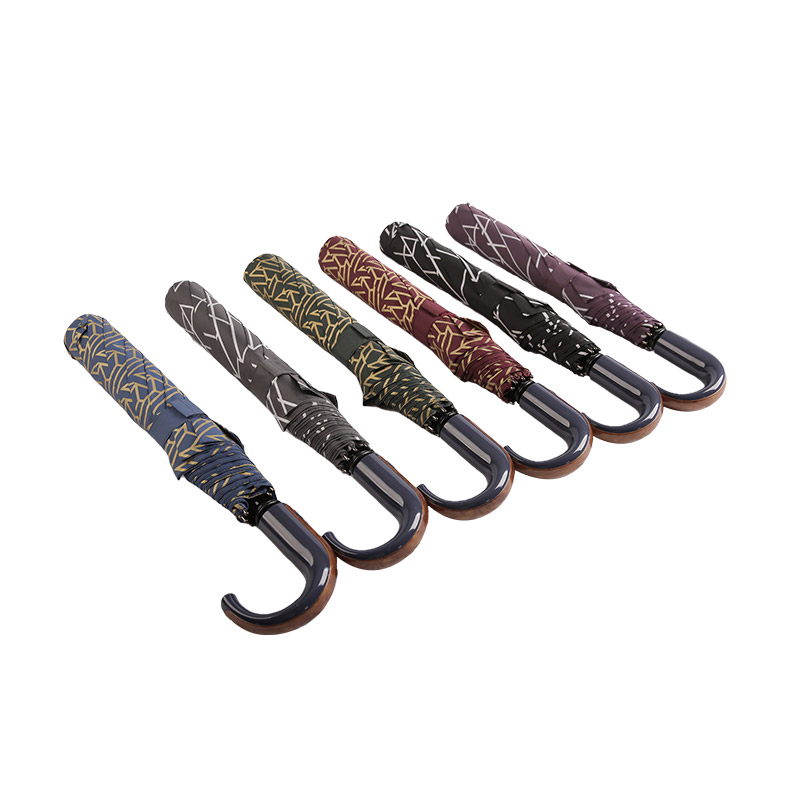 Geometrische patronen Pongee Tweevoudige paraplu-0E6B0412