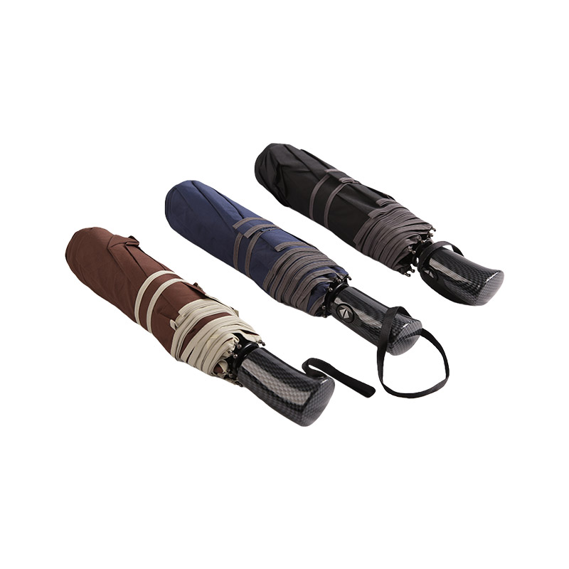 Business Style Coffee Pongee Drievoudige paraplu-0E6B0471