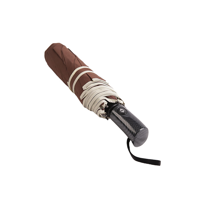 Business Style Coffee Pongee Drievoudige paraplu-0E6B0471