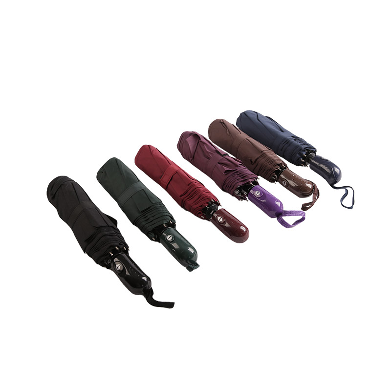 Donkere kleur regendichte pongee drievoudige paraplu-0E6B0491