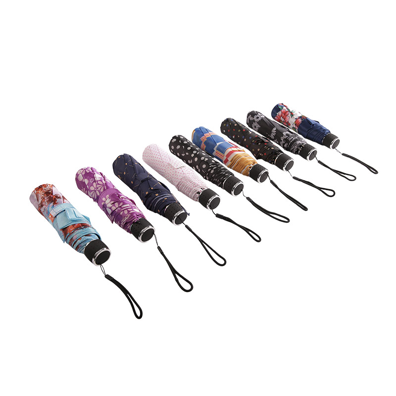 Mini Polka Dots Pongee Drievoudige paraplu-0E6B0499