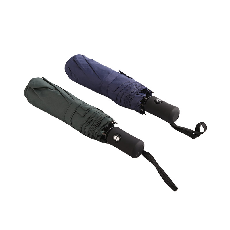 Pure Blue Uv Protection Pongee Drievoudige paraplu-0E6B0550