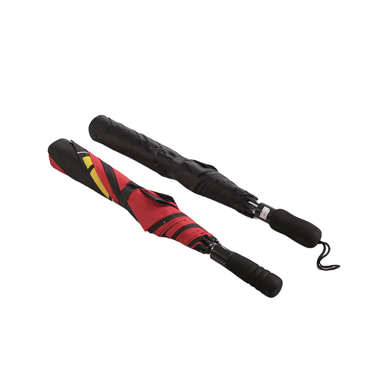 Tweekleurige Logo Pongee Tweevoudige paraplu-0E6B0556