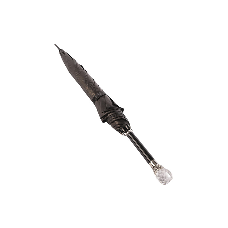 Pongee handgreep van atmosferische kwaliteit met zwarte gecoate rechte paraplu-0E6B0733