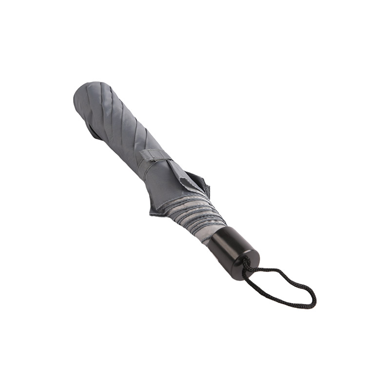 Eenvoudige Puur Zilveren Metalen Tweevoudige paraplu-0E6B0782